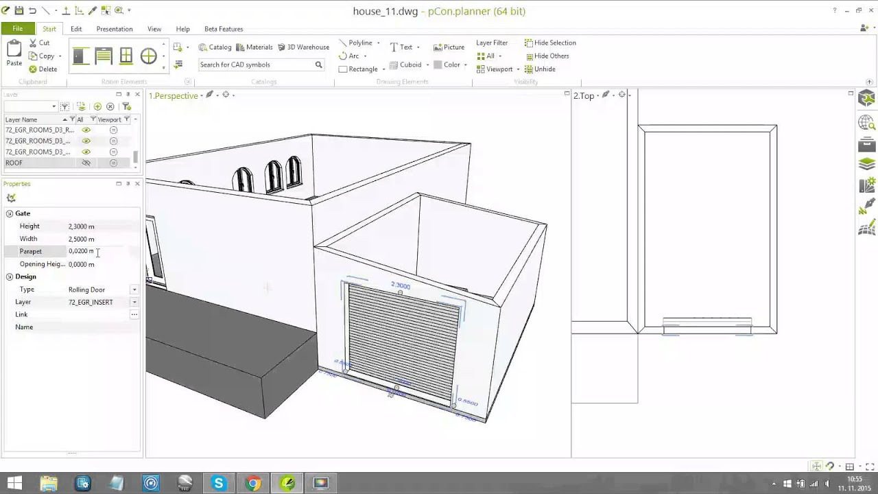 Creating garage for a small house in pCon.planner 7.2