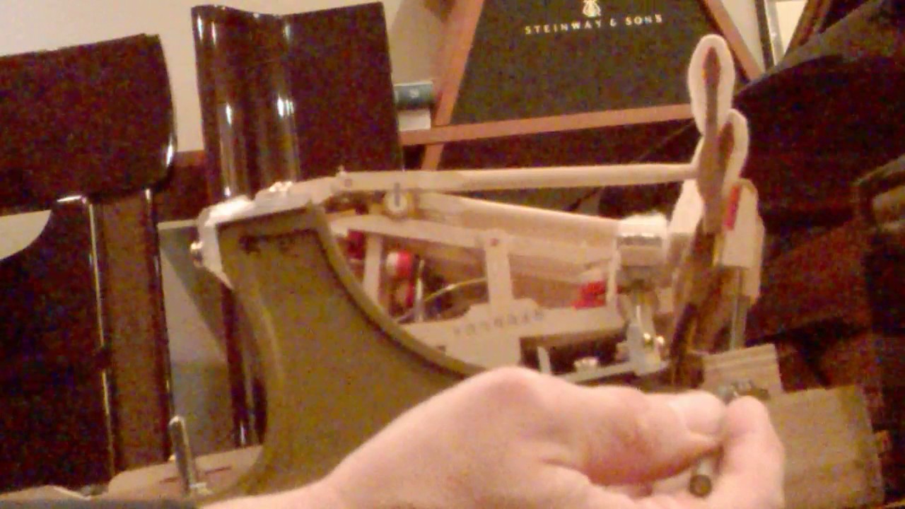 grand piano - regulating backchecks, hammer drop, and butterfly spring tension