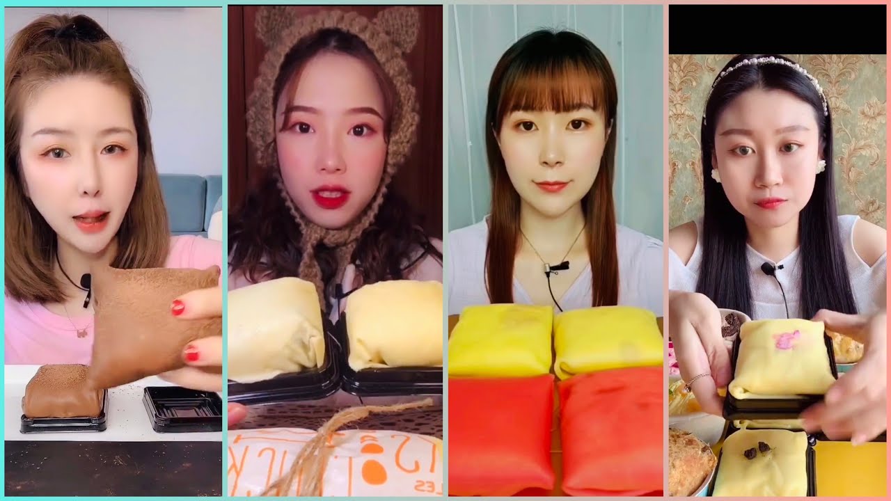 [ASMR Desserts] PUFFY CREPE CAKE ASMR/ Mukbang |먹방 | 饮食表演 | Eating Sound