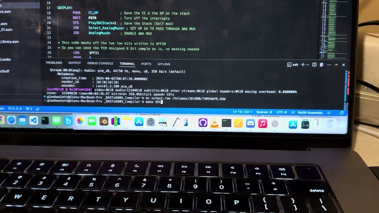 CoCoBASIC SDCPLAY command example 44khz