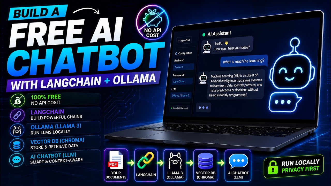 Создайте БЕСПЛАТНОГО ИИ-чат-ассистента 🤖 | LangChain + Ollama (Без затрат на API!) | Vibe Coding ...