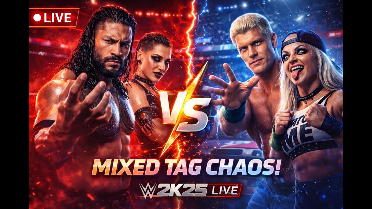 Roman & Rhea vs Liv & Cody – RAW Mixed Tag CHAOS! | WWE 2K25 LIVE