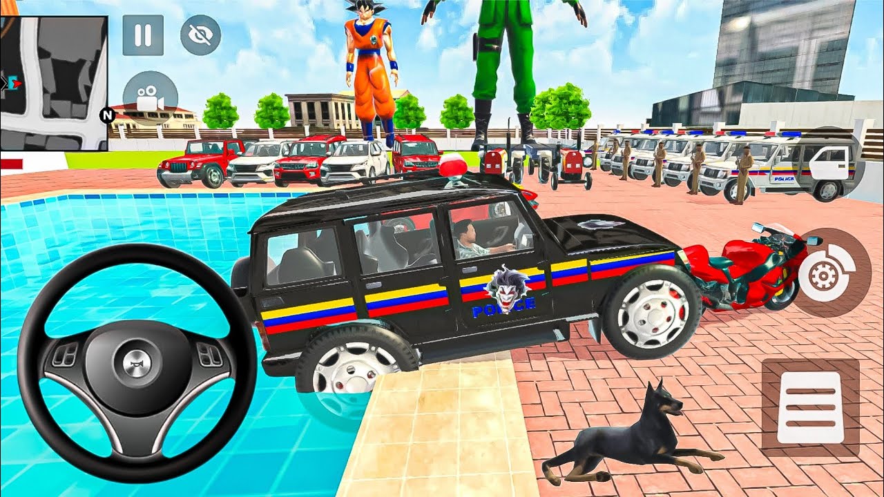 Car bike showroom 🤩 Franklin modified an indian black 🖤 police car and crash the train 🚂 