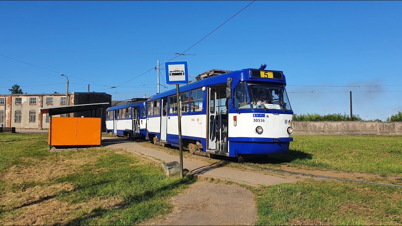 Riga tram line 5 13. janvāra iela-Mīlgrāvis with Tatra T3