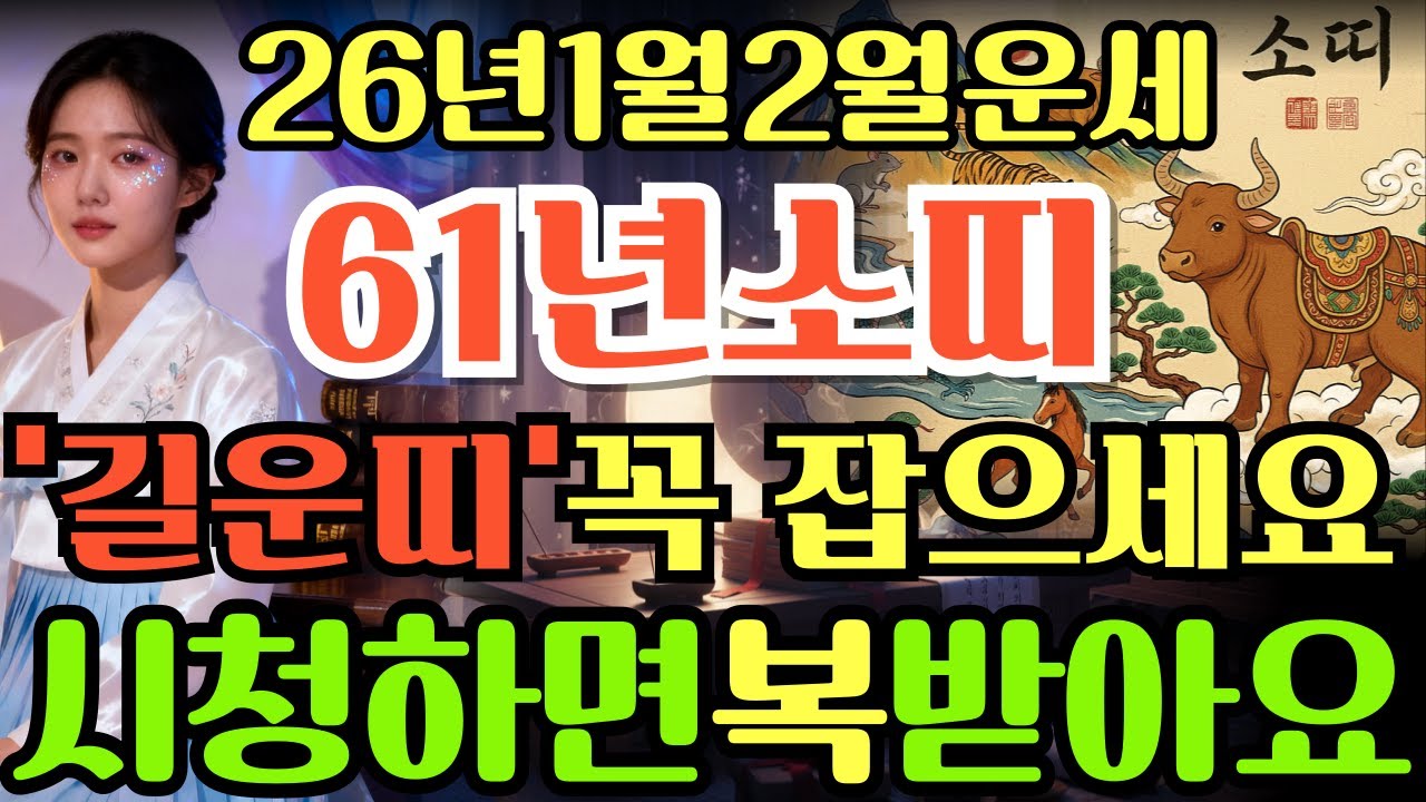 [61년소띠26년1월,2월운세]시청하면복이오는1961년신축생소띠26년1월,2월운세