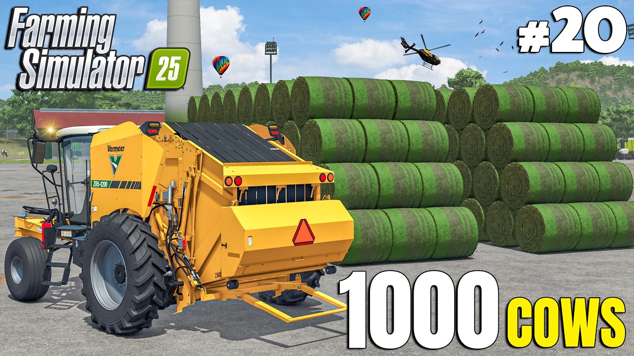 BIG Job! Making & Collecting 1,000 Bales w/  New BALER | 1000 COWS | Farming Simulator 25