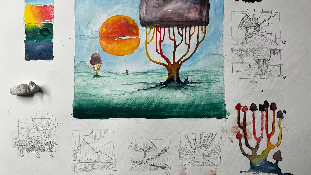 Pencil and watercolor lands of chill / Let's... n.061