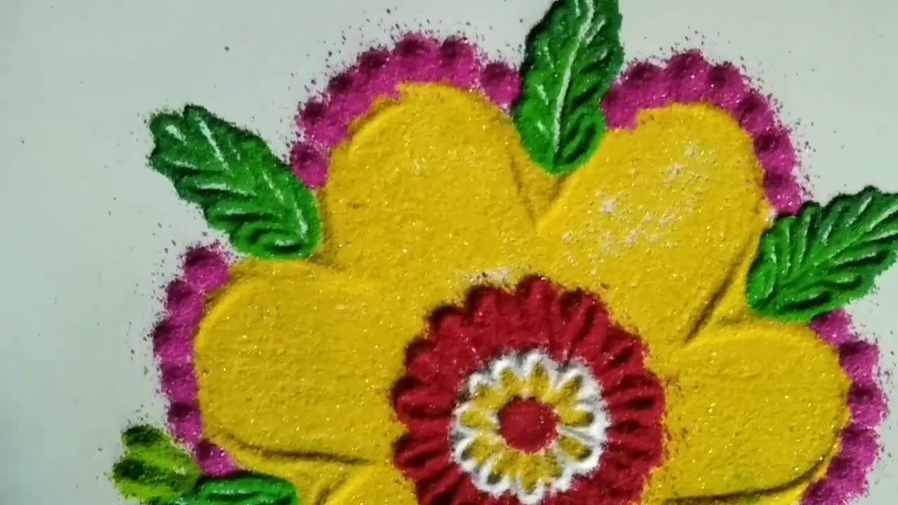 Beautiful colour rangoli easy design #ytviralvideo #video #flowrrangoli #flowers 