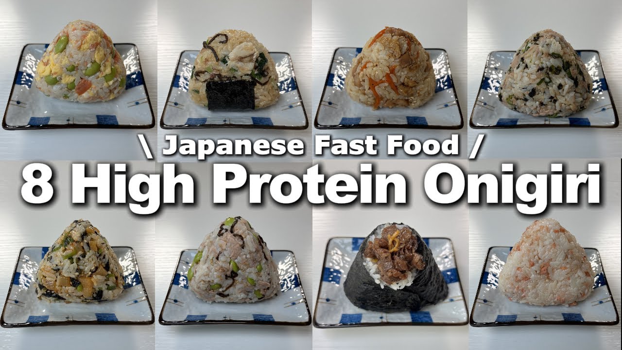 ASMR🎧8 High Protein Onigiri Recipes🍙| #riceballs