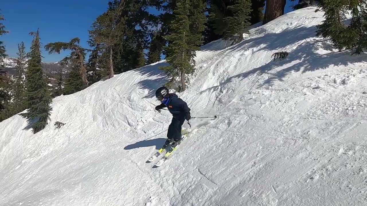 Kirkwood - Chair 10 - The Wall - Skiing Down 'All the Way' chute.