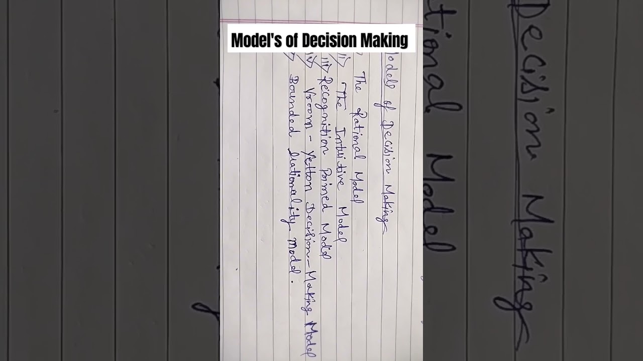 || model's of Decision making||