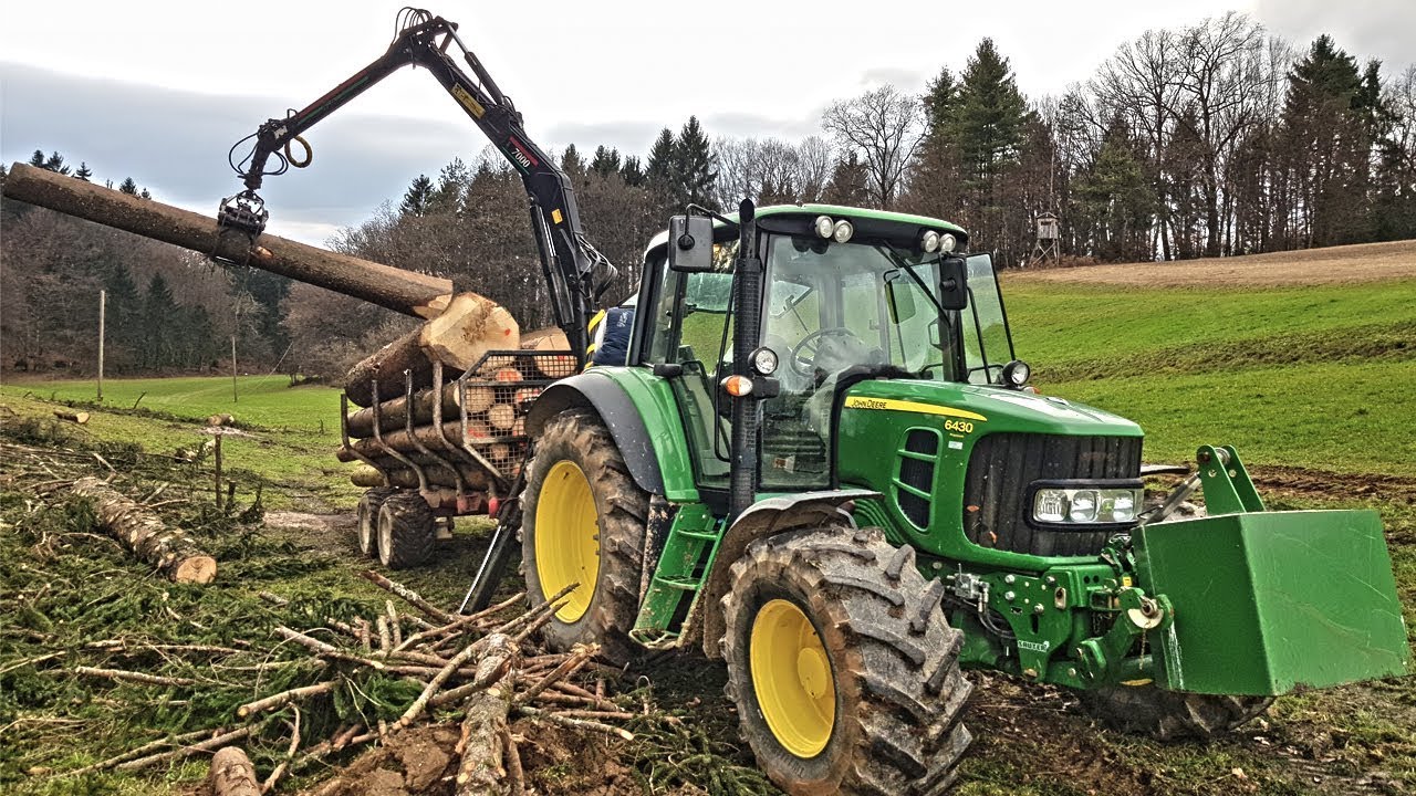 Foresting with John Deere 6430 Premium in Slovenia