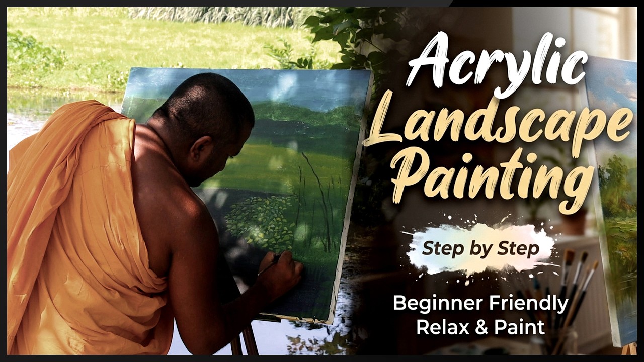 acrylic Landscape painting😋👀 || step by step || THALANGAMA LAKE 👈✍|| Panted by H Rathanajothi Thero