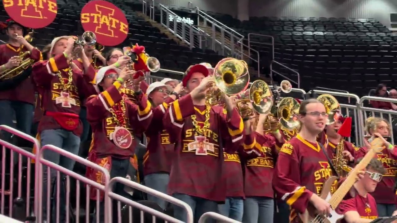 2026 Big XII Tournament with the Iowa State Pep Band with their fight song and cheer.