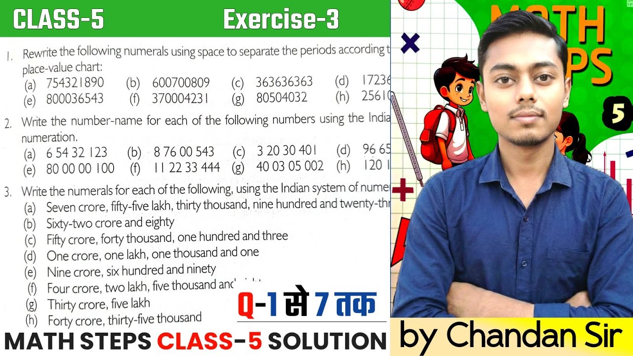 Math Steps Class 5 | Ex-3 | Q-1 to 7 | Large Numbers | Math Steps (Bharti Bhawan) Class 5 Solution