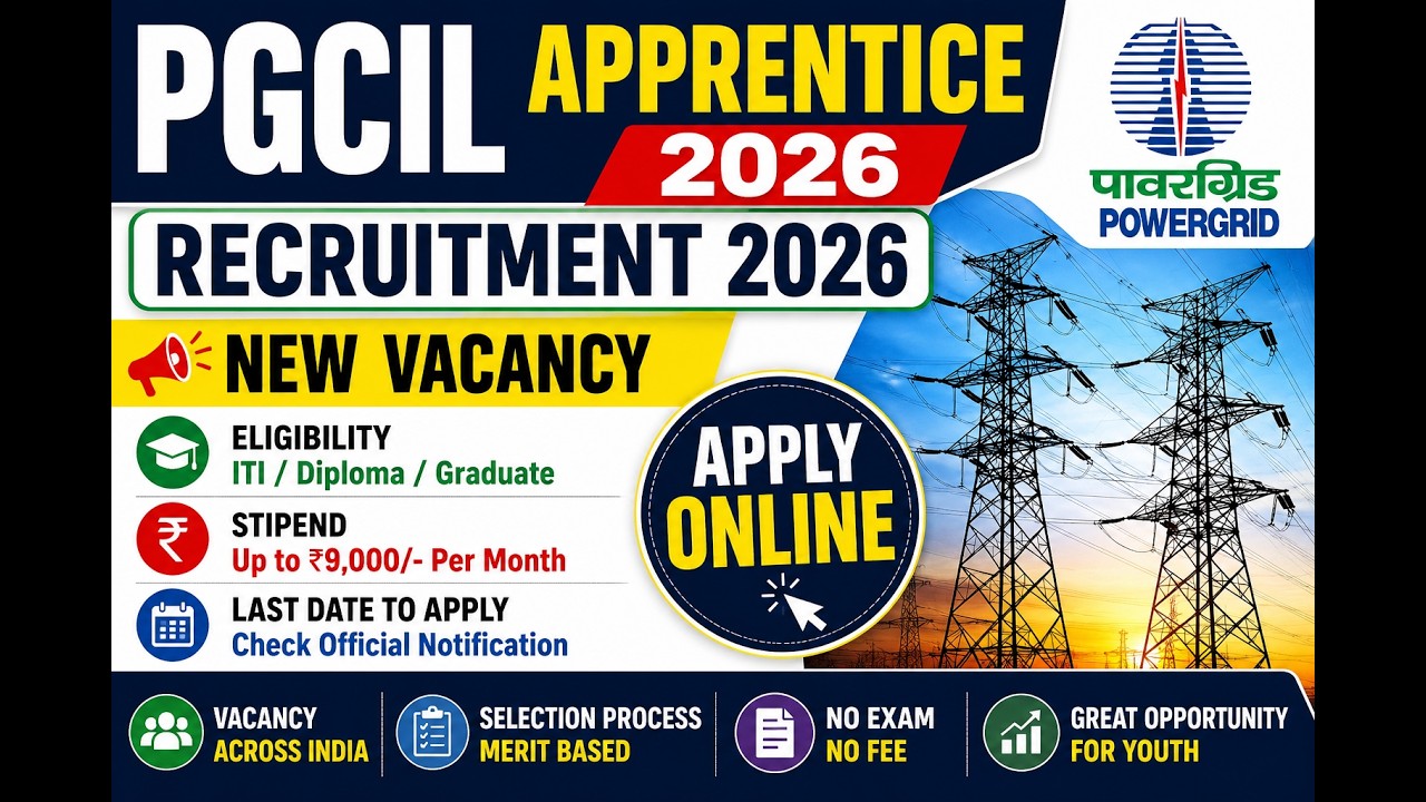 PGCIL Apprentice Recruitment 2026 | Apply Online | Eligibility, Vacancy, Age Limit, Salary & Last