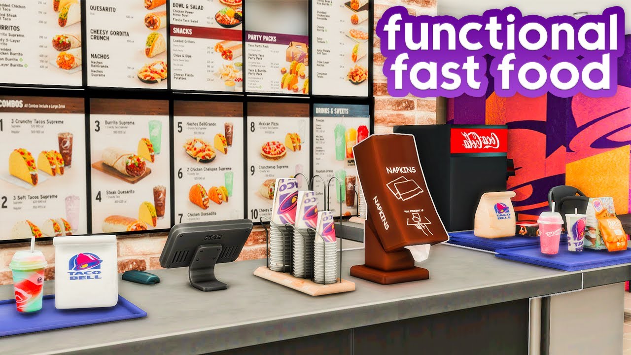 ФУНКЦИОНАЛЬНЫЙ ФАСТФУД В THE SIMS 4! Реалистичные Taco Bell, Chick-fil-A и другие