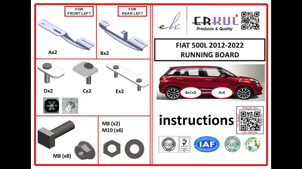 fiat 500L 2012-2022 running boards installation / yan basamak montajı