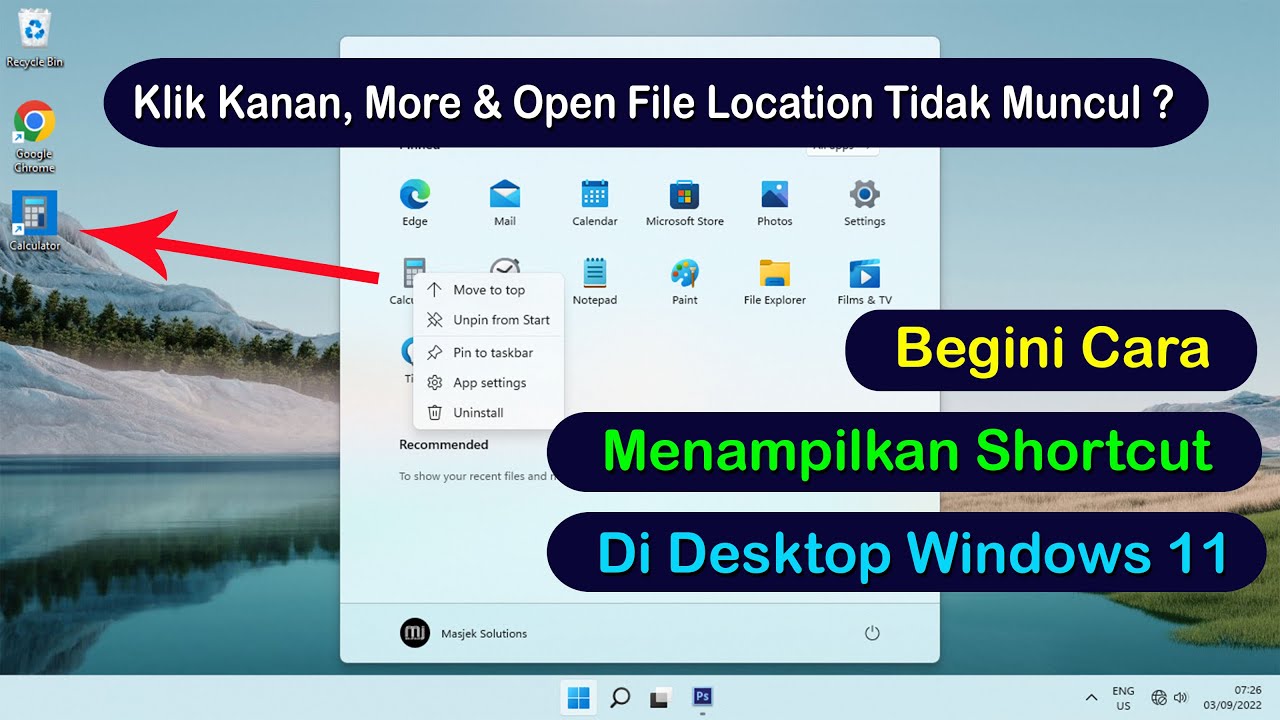 Cara Menampilkan Shortcut Aplikasi Ke Desktop Windows 11 Tidak Muncul More Dan Open File Location