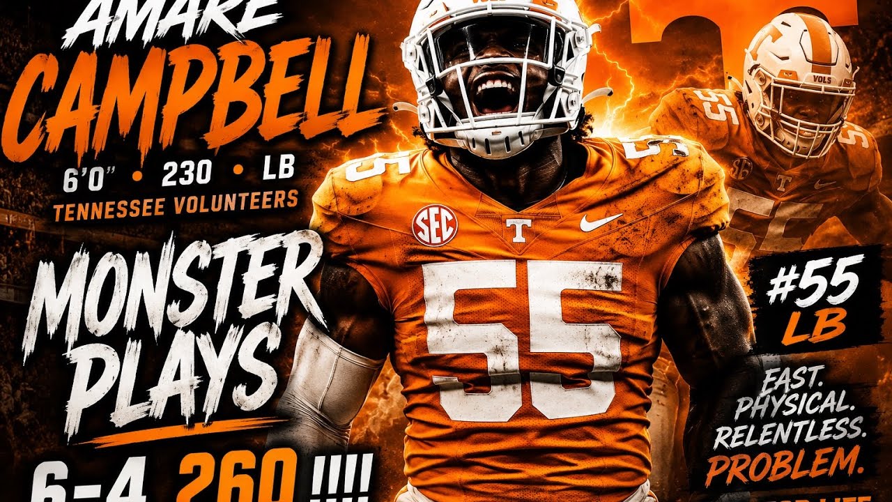Amare Campbell 6-0 230 LB Tennessee . Penn State . North Carolina #nfldraft #2027nfldraft