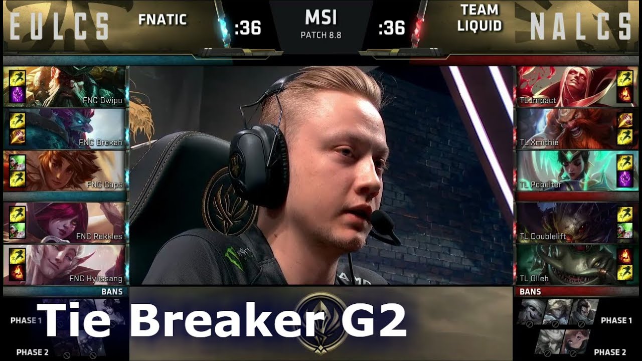 Fnatic vs Team Liquid | Tie Breaker LoL MSI 2018 Main Event Group Stage | FNC vs TL