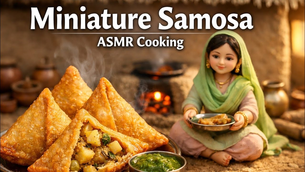 Miniature Samosa Cooking ASMR | Tiny Indian Village Kitchen