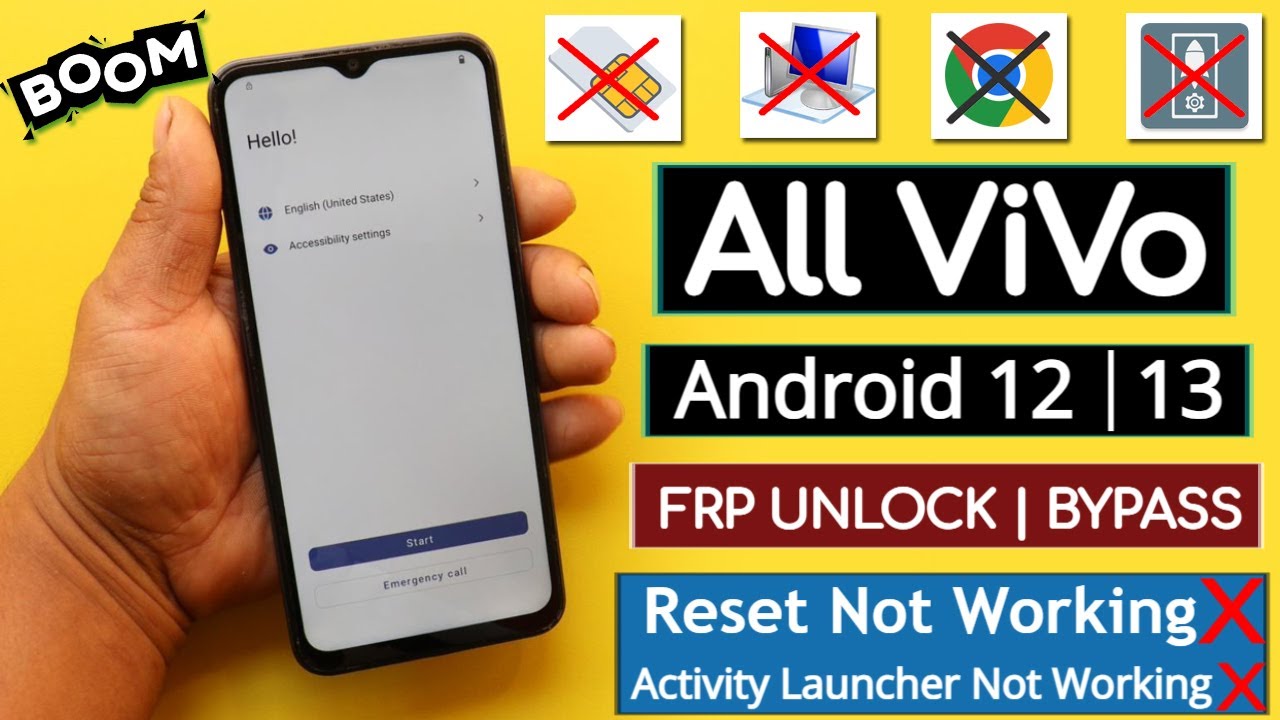 BOOM - All Vivo FRP Bypass Without Pc - Fix Activity Launcher Setup Fail / Reset Option Not Working