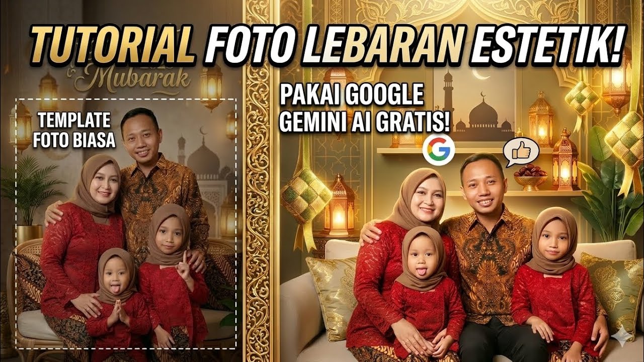 Wow ‼️Rahasia Edit Foto Lebaran Jadi Aesthetic Cuma Pakai AI Gratis (Tutorial Gemini)