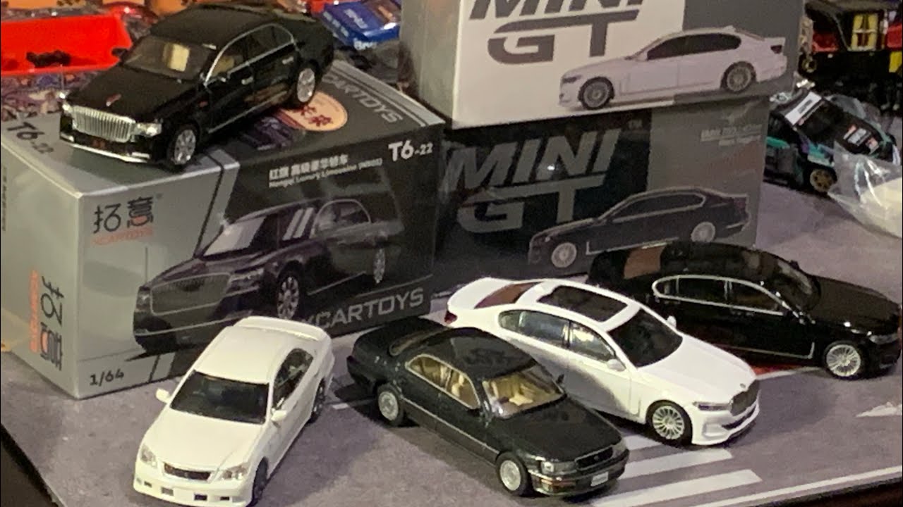 1/64ディアゴスティーニ日本の名車コレクション セルシオ 、ゼロクラウン、BMW7シリーズ、紅旗N501開封　minigt・拓意開封