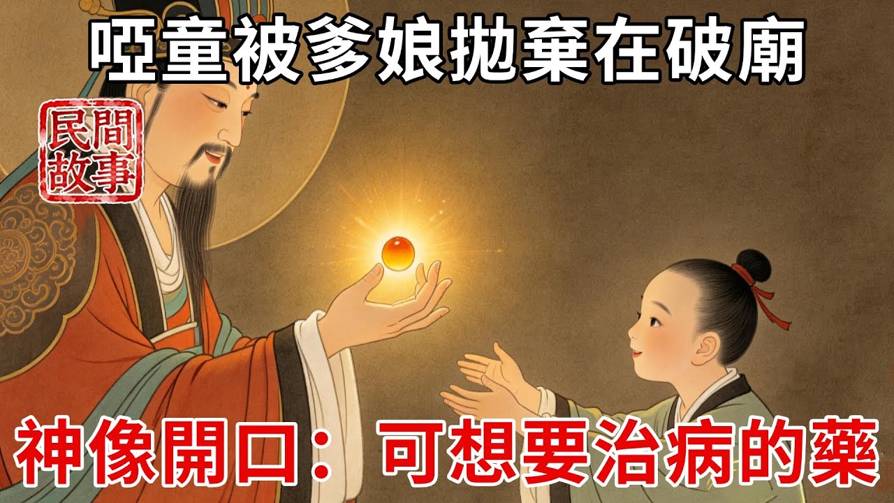 啞童被爹娘拋棄在破廟，日日給神像擦灰供花，某夜神像竟突然開口：你可想要治啞病的藥？#民間故事 #傳統文化 #原創虛構 #華語有聲書 #槐樹下聽書