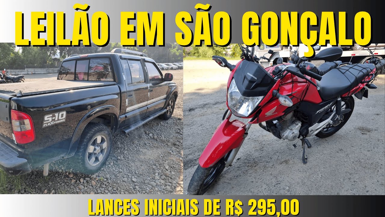 LEILÃO DE MOTOS E CARROS EM SÃO GONÇALO - RJ QUASE 100 VEÍCULOS E LANCES INICIAIS DE R$ 290,00