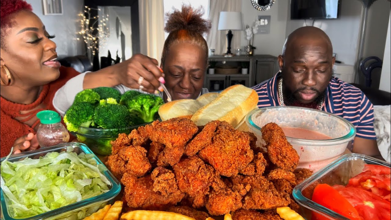 Lets Address this DOUBLE STANDARD.. || FRIED SALMON/SHRIMP NUGGET PO'BOYS || MUKBANG EATING SHOW!