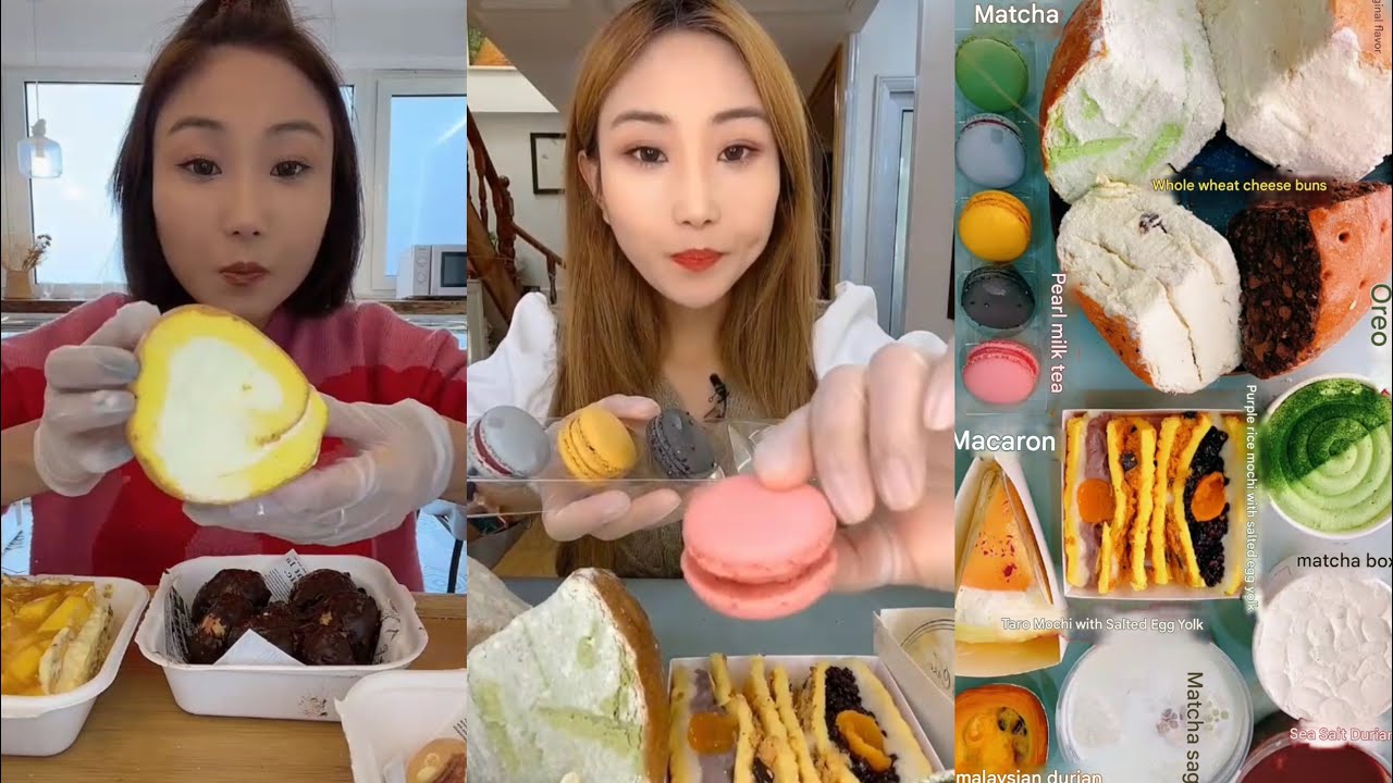 ASMR Delicious Dessert Mukbang | Vanilla Cake,Choco Mille,Matcha Cake|Satisfying Eating Sounds #asmr