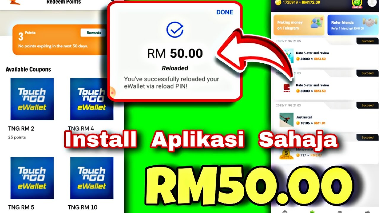 Install app SAHAJA dapat RM50 tng ewallet (2026) WAJIB CUBA
