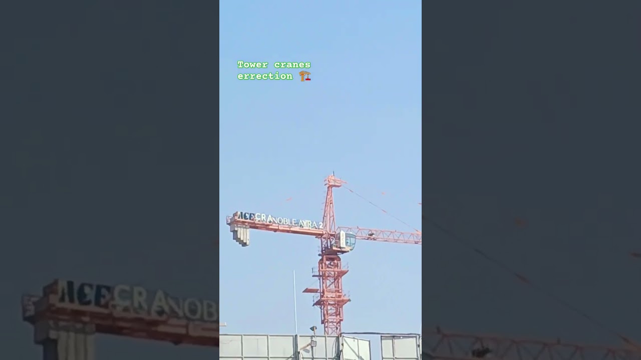 View on tower cranes errection for high rise building 🏢 