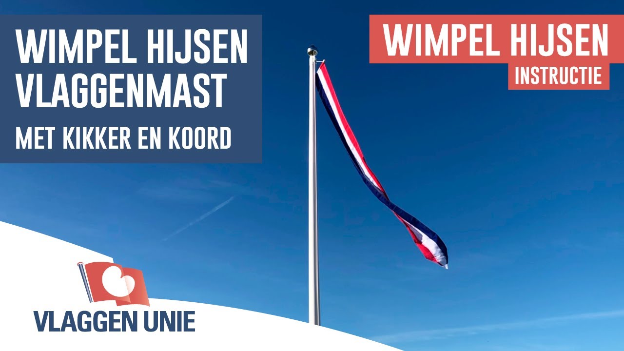 Wimpel hijsen in vlaggenmast met kikker & koord - Vlaggen Unie