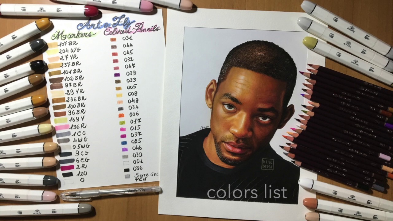 Unbelieva-Will! Will Smith marker and colored pencil portrait tutorial by Nikedemaart