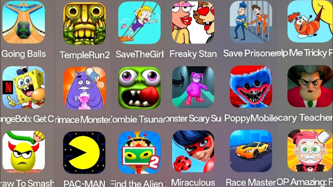 Roblox,Stumble Run 2,SpongeBob,Race Master,Miraculous,PAC-MAN,Draw To Smash,Scar Teacher 3D