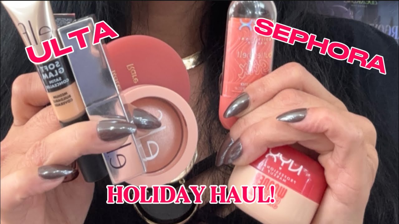HOLIDAY HAUL/ DID ELF DUPE YSL+RARE BEAUTY?Try on-First impressions! #makeup#reviews#hauls