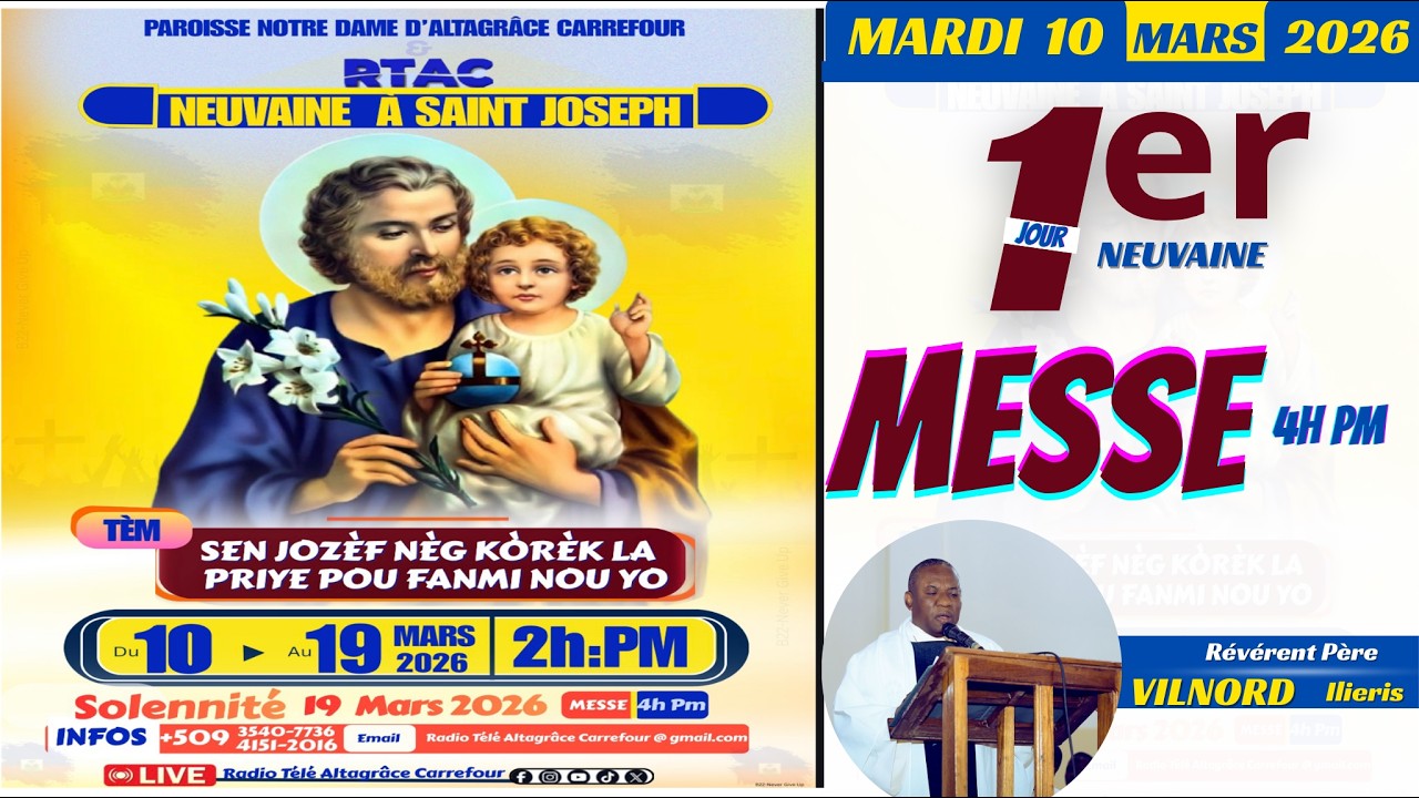 MARDI 10 MARS 2026| Jour 1 Neuvaine à Saint Joseph|Tèm ST-Joseph Nèk Kòrèk la priye pou fanmi nou yo