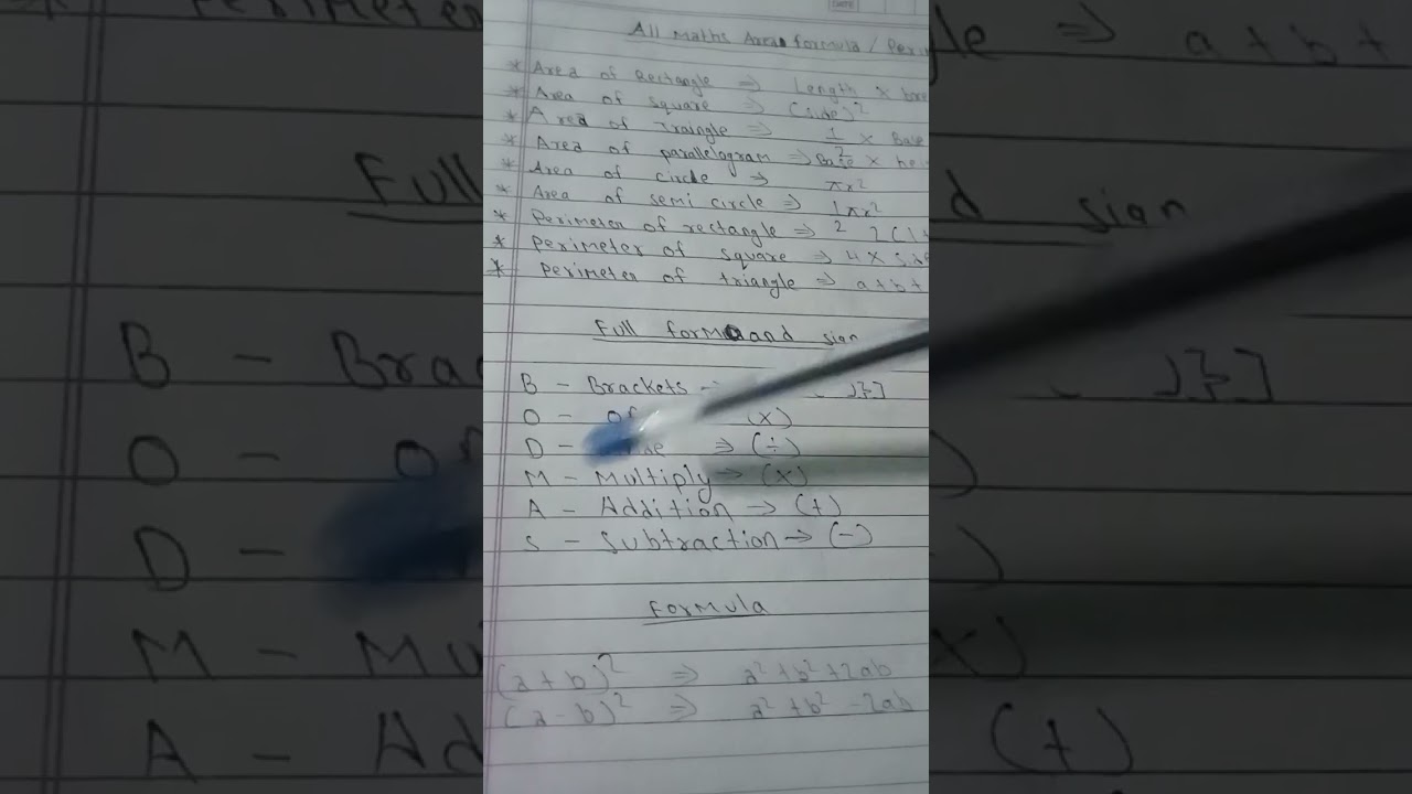maths bodmas and formula perimeter, area, square by Samar #maths #samar #totalgaming