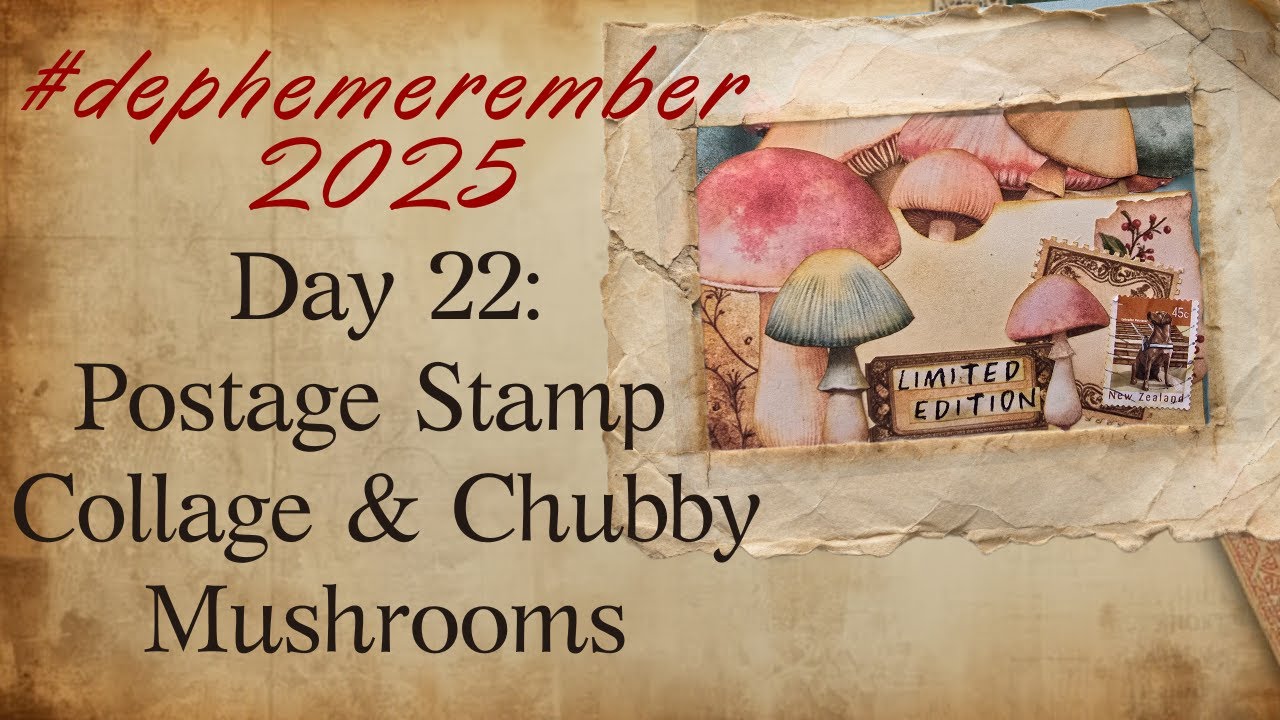 Small Collage Joy: Stamps & Mushrooms #dephemerember