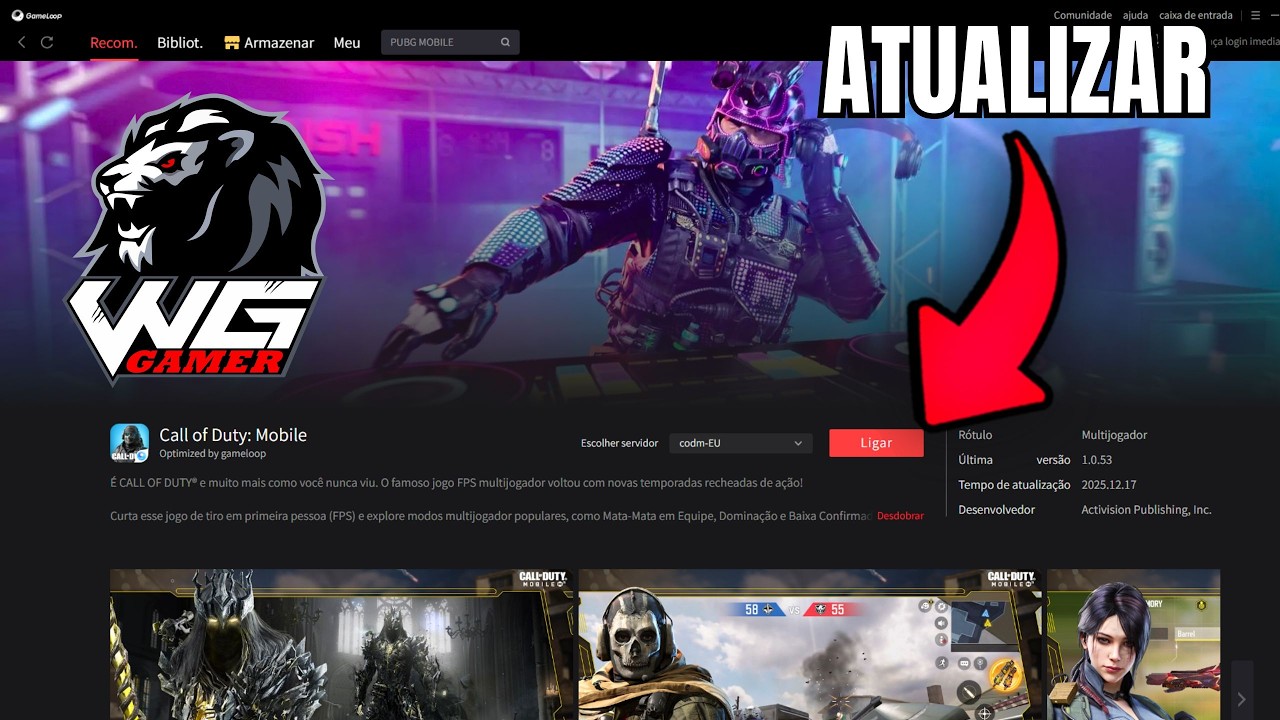 Cad&ecirc; a Atualiza&ccedil;&atilde;o Do Call Of Duty Mobile No Emulador GAMELOOP ? Aguardem...