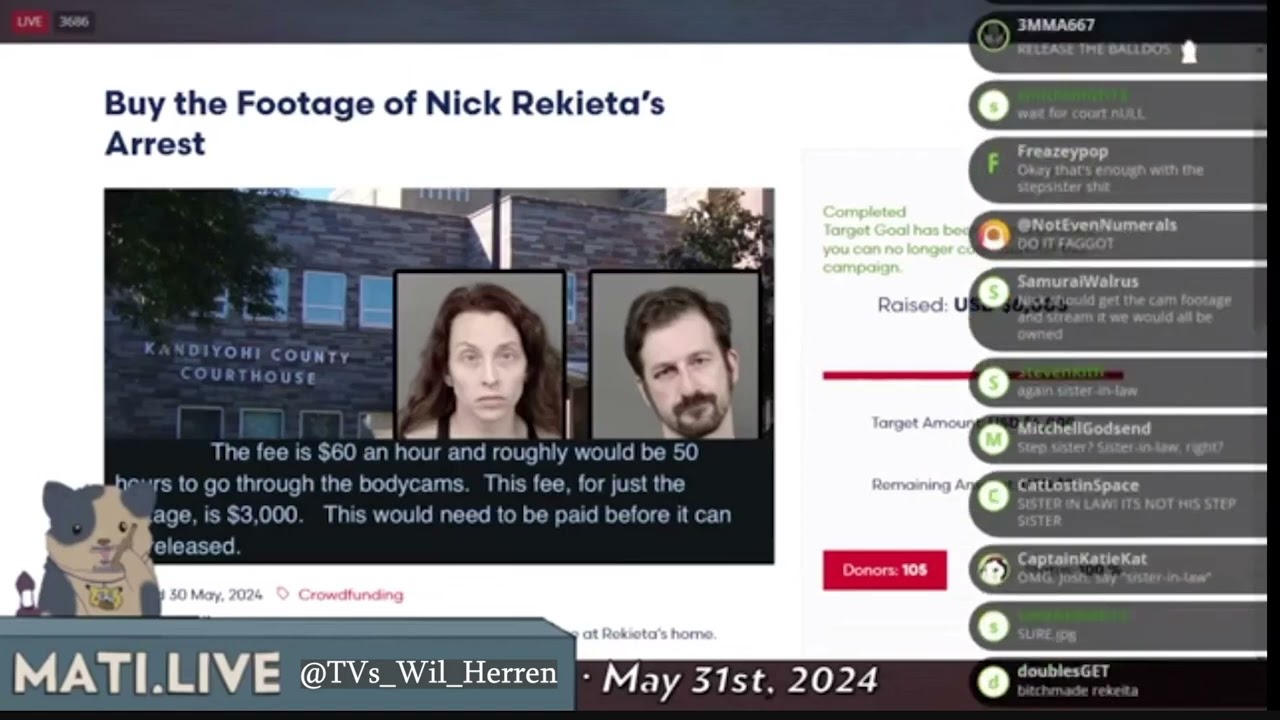NICK REKIETA ARREST BODYCAM VIDEO PAID FOR, JERSH EXPLAINS HOW FUNDS WERE RAISED. APRIL CAN HELP!