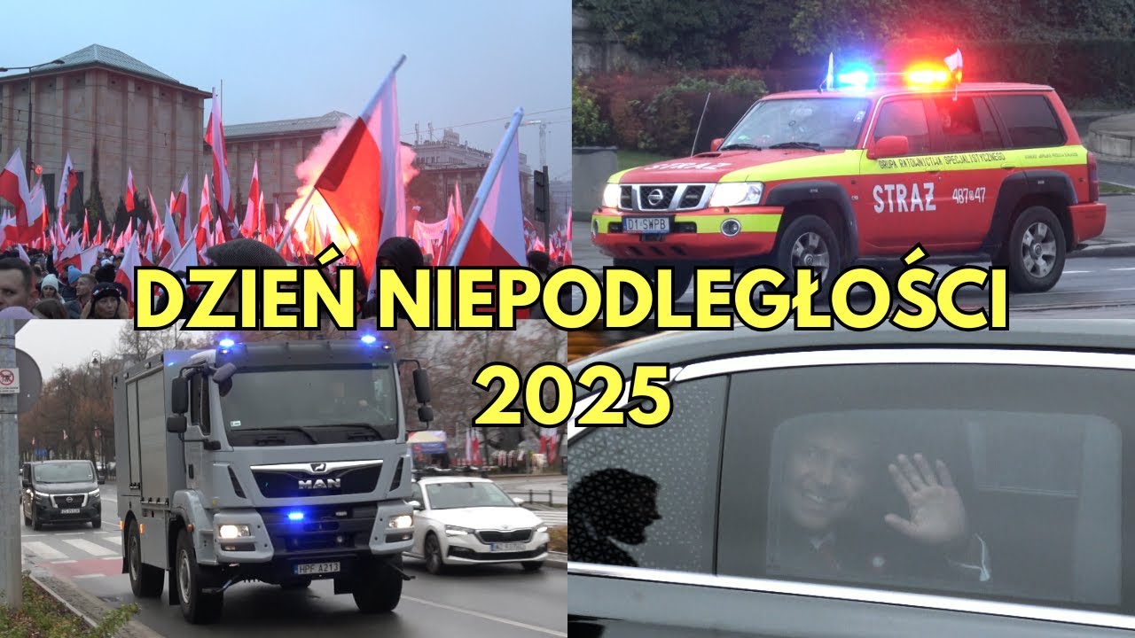Dzień Niepodległości w Warszawie 11.11.2025 - Zabezpieczenie i przejazdy służb, prezydent Nawrocki