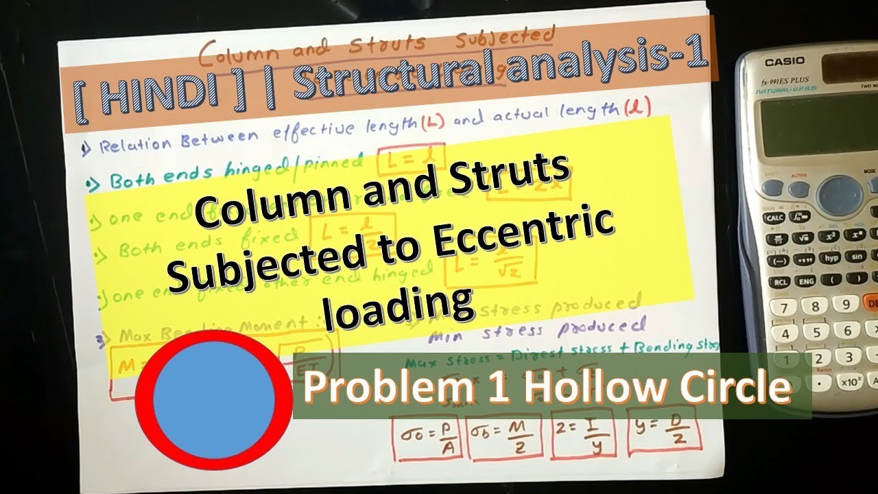 Columns and Struts Subjected to Eccentric loading Problem 1 | [ HINDI ] | Structural analysis-1