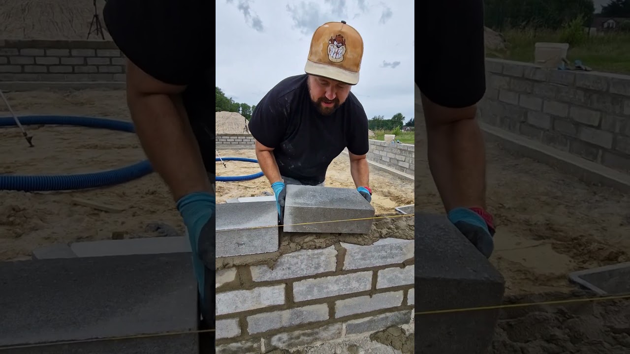 Jak murować bloczki fundamentowe #codziśrobimy #budowadomu #fundament #budowanie #śmieszne
