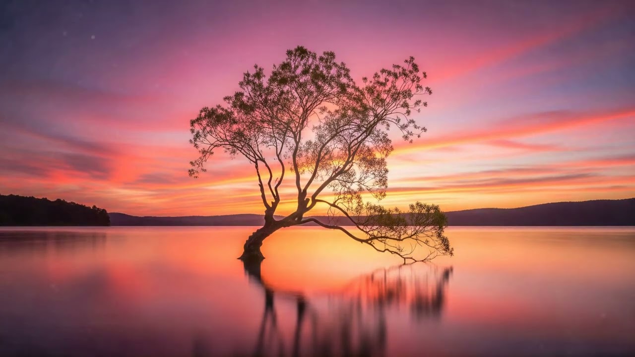 Tranquil Sunset Reflections: Nature's Serenity
