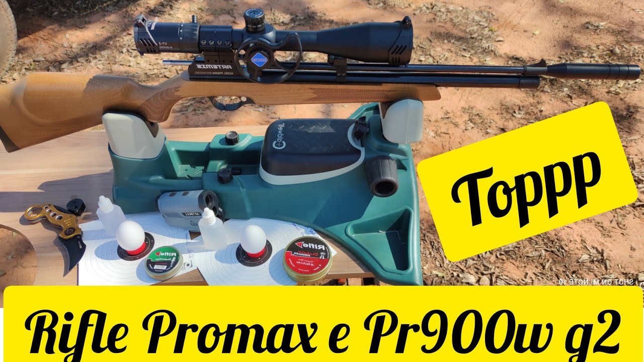 RIFLE PROMAX 5.5 AGRUPAMENTO A 25M E 40M COM  PR900W G2 E LUNETA DISCOVERY 6-24X50 FFP