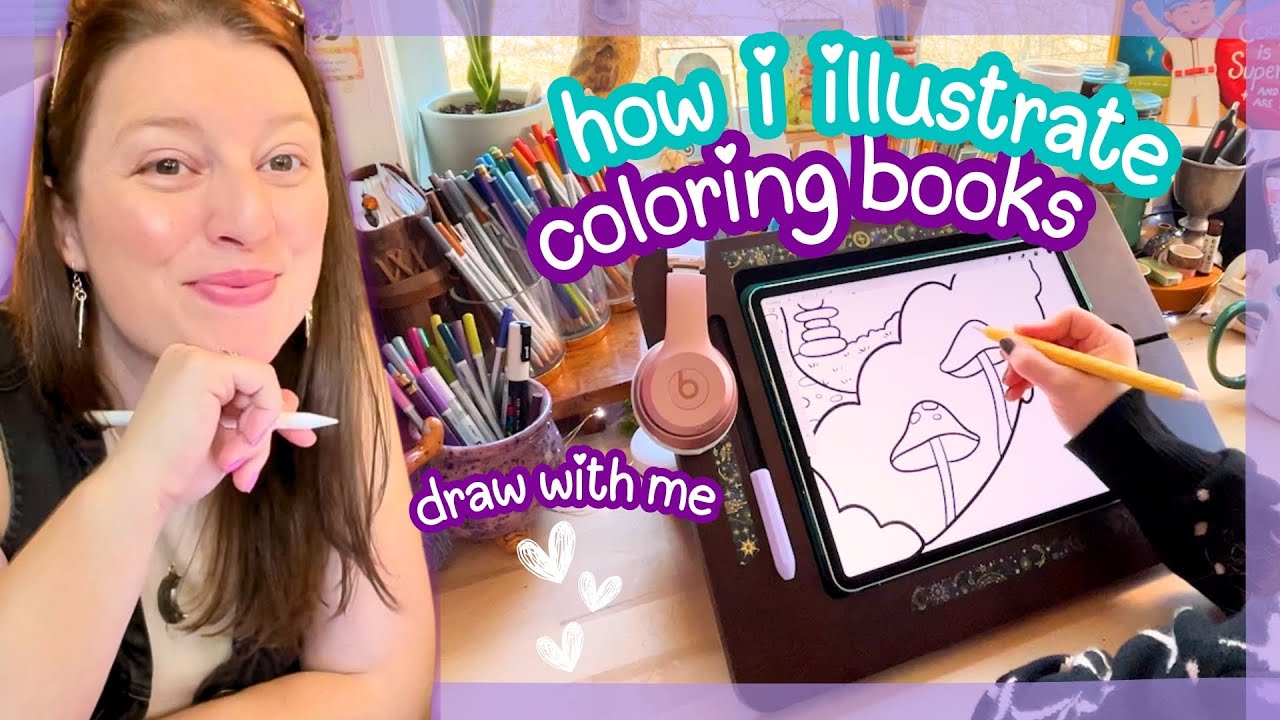 Cozy Draw With Me 🖋️ Illustrating My Next Coloring Book Using Procreate 🥰